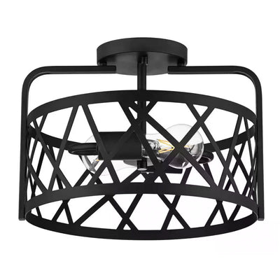 Hampton Bay T-C00130007A 13" Lámpara de Techo Semi-Empotrada Negra Mate con Jaula | MiOfertas