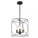 Croyden 3-Light Black Caged Candle Chandelier Light Fixture with Metal Shade - 1008854449
