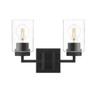 Westerling 13.5 in. 2-Light Matte Black Bathroom Vanity Light Fixture with Clear Glass Shades - 1008854817