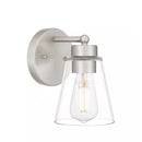 Eastburn 1-Light Brushed Nickel Wall Sconce with Clear Glass Shade - 1008865329