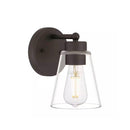 Eastburn 1-Light Bronze Wall Sconce with Clear Glass Shade - 1008865337