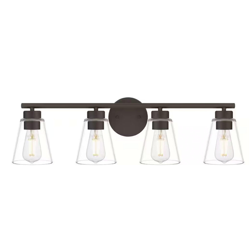 Eastburn 28.13 in. 4-Light Bronze Vanity Light with Clear Glass Shades - 1008865842