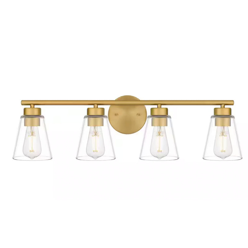 Eastburn 28.13 in. 4-Light Gold Vanity Light with Clear Glass Shades - 1008865851