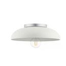 Greenwood 14.38 in. 1-Light Silver Flush Mount with Off-White Metal Shade - 1008980389