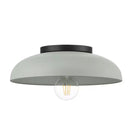 Greenwood 14.38 in. 1-Light Matte Black Flush Mount with Grey Ceramic Finish Metal Shade - 1008980391