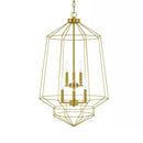 Winfield 6-Light Gold Caged Tier Chandelier Light Fixture with Geometric Metal Shade - 1009098821