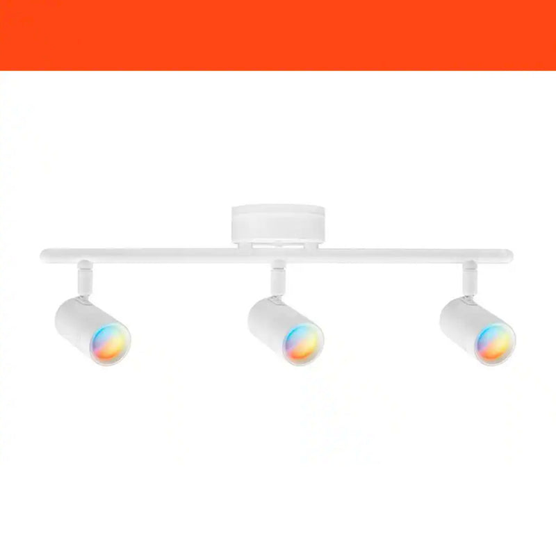 Boedy 2 ft. 3-Light Smart Matte White Integrated LED Fixed Track Lighting Kit with Night Light Powered by Hubspace - 1009105588