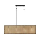 Beau 4-Light Matte Black Linear Chandelier with Natural Wood Finish Shade - 1009181011