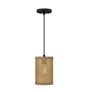 Beau 1-Light Matte Black Mini Pendant with Natural Wood Finish Shade - 1009181012