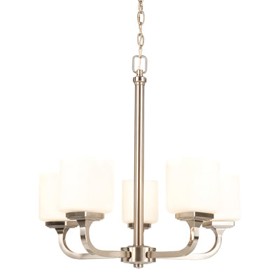 Hampton Bay IUQ8115A-2 Candelabro Níquel Cepillado 5 Luces con Pantallas de Vidrio Esmerilado | MiOfertas