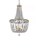 Hampton Bay Adelaide 4-Light Weathered White Wood Bead with Antique Brass Chandelier - 1006597793