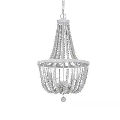 Hampton Bay HDP00705WW Lámpara Colgante Adelaide 4 Luces Cuentas Madera Blanca | MiOfertas