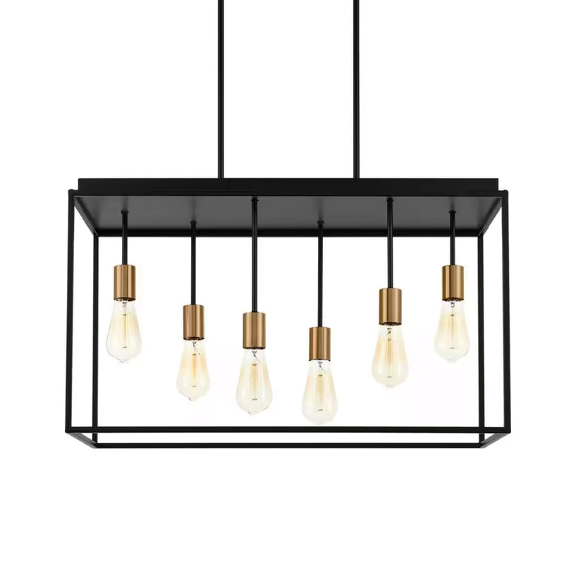 Rollins 6-Light Black Brass 2-Tone Chandelier for Kitchen - 1006712329