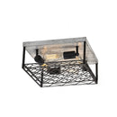 Hampton Bay Heather Glen 12.4 in. 4-Light Black Square Flush Mount, Industrial Ceiling Light - 1006462607