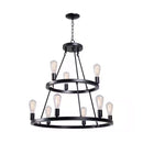 Hampton Bay Stratton 9-Light Black 2-Tier Chandelier - 1005811353