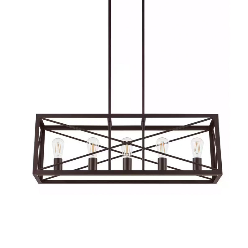 Harwood 60-Watt 5-Light Royal Bronze Pendant with Cage Shade - 1006760567