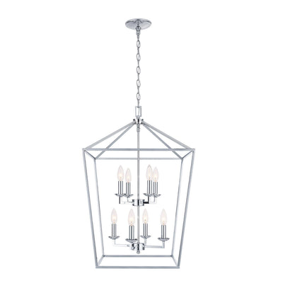 Weyburn 8-Light Polished Chrome Farmhouse Chandelier Light Fixture with Caged Metal Shade - 1004121640