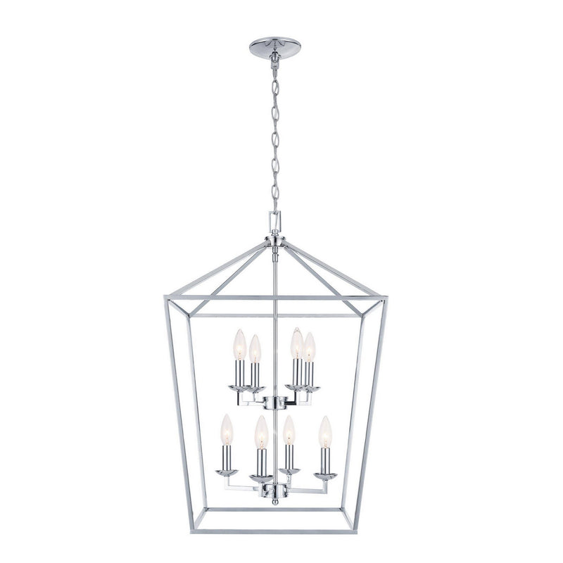 Weyburn 8-Light Polished Chrome Farmhouse Chandelier Light Fixture with Caged Metal Shade - 1004121640