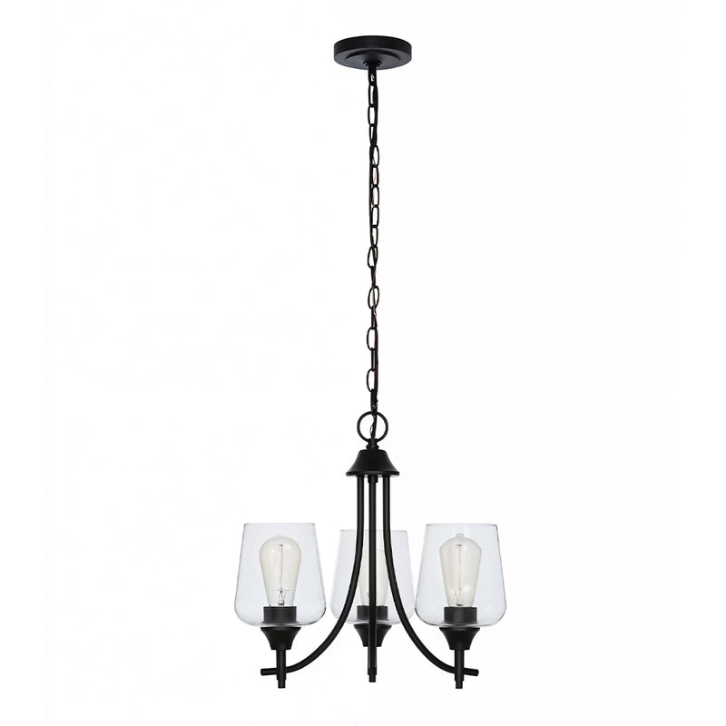 Hampton Bay Pavlen 3-Light 18 in. Rustic Bronze Hanging Candlestick Chandelier with Clear Glass Shades for Dining Room - 1005936233