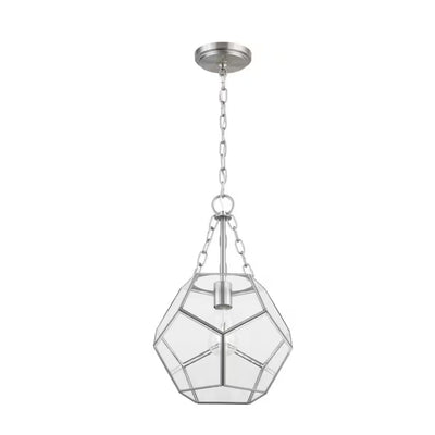Wianno 1-Light Brushed Nickel Pendant with Clear Bound Glass Shade - 1006262925