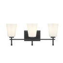 Glenville 23in. 3-Light Matte Black Vanity Light with Etched White Glass Shades - 1006250389