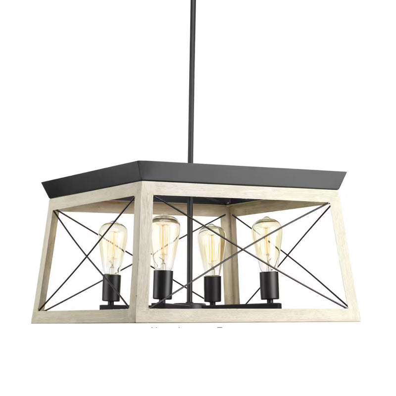 Briarwood Collection 4-Light Graphite Farmhouse Square Chandelier Light - 1003576776