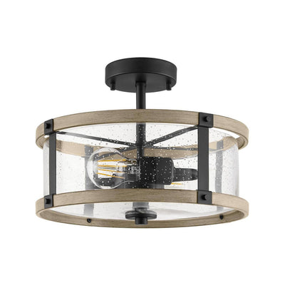 Hampton Bay KSF8202AX-01 Lámpara Semifija Madera Gris 2 Luces Vidrio Semillado | MiOfertas