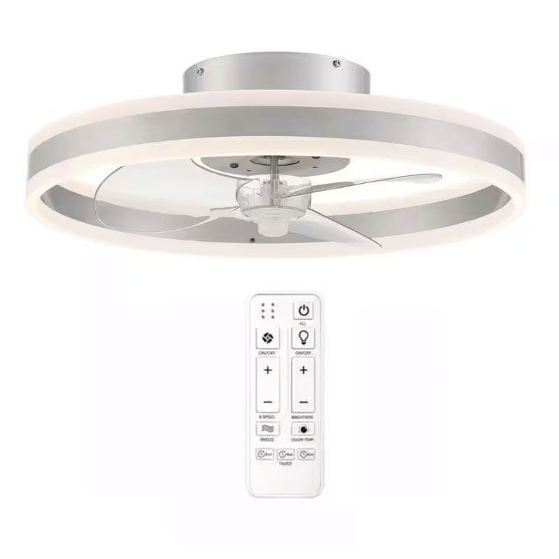Preen 20 in. Integrated LED Indoor Silver Ceiling Fan with CCT (1008624858)