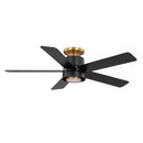 Panache 52 in. LED Indoor Matte Black with Brass Accents Ceiling Fan with Uplight/Downlight and Remote Included (1008551274)
