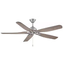 Danetree 60 in. Indoor/Outdoor Brushed Nickel Ceiling Fan with Hand Carved Wood Blades and Pull Chain Included (1008689482)