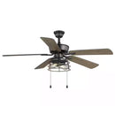Ellard II 52 in. LED Indoor Matte Black Ceiling Fan with Light and Pull Chains Included (1008670759)