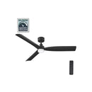 Marlston 52in. Indoor/Outdoor Matte Black with Black Blades Ceiling Fan with Adjustable White LED with Remote Included - 1008590314