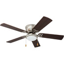 52" Brushed Nickel Low Profile Ceiling Fan with Light