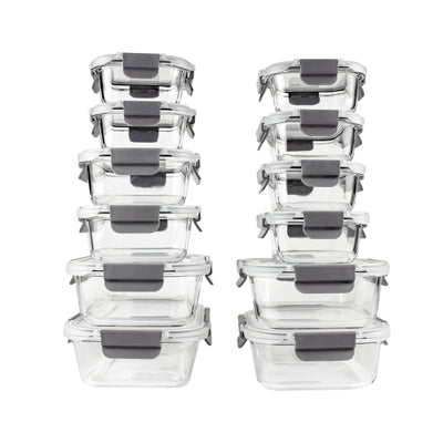 Glass Storage Set - Gray (24 Pcs)