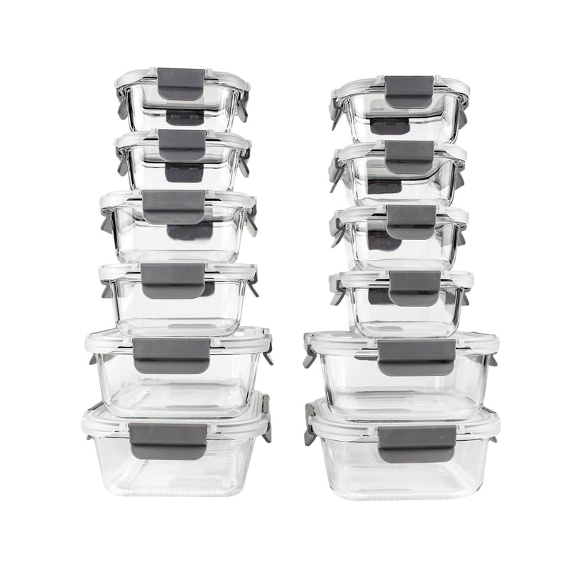 Glass Storage Set - Gray (24 Pcs)