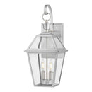 Glenneyre 20.2 in. Stainless Aluminum French Quarter Gas Style Hardwired Outdoor Wall Lantern Sconce with Clear Glass - 1007316216