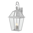 Glenneyre 24 in. Stainless Aluminum French Quarter Gas Style Hardwired Outdoor Wall Lantern Sconce with Clear Glass - 1007316213
