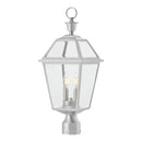 Glenneyre 22.5 in. W 2-Light Stainless French Quarter Gas Style Outdoor Post Mount Light with Clear Glass - 1007316224