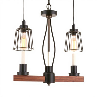 Home Decorators Collection HB3806-43 3-Luces Colgante Negro Mate con Madera Ébano — imagen 1