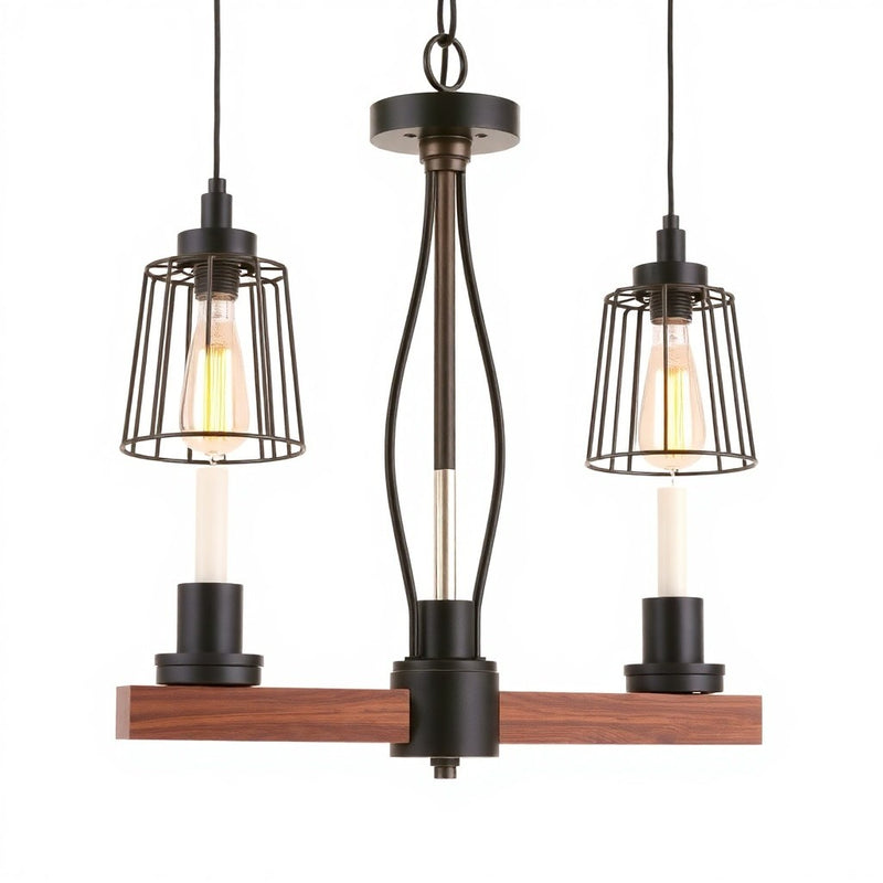 Home Decorators Collection HB3806-43 3-Luces Colgante Negro Mate con Madera Ébano — imagen 1