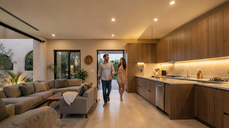 Lámpara de Techo Semi-Flush Hampton Bay Cayman 13 pulg. Bronce y Madera Ficticia C7056-BZ
