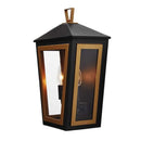 Lampson 16 in. 2-Light Black with Gold Hardwired Tapered Outdoor Wall Lantern Sconce - 1007183445