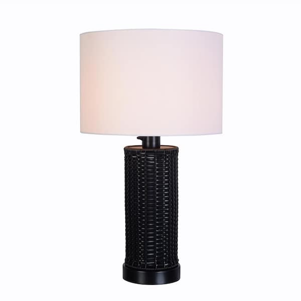 Maplebrook 27. 5 in. Black Outdoor/Indoor Round Table Lamp- 1008380876