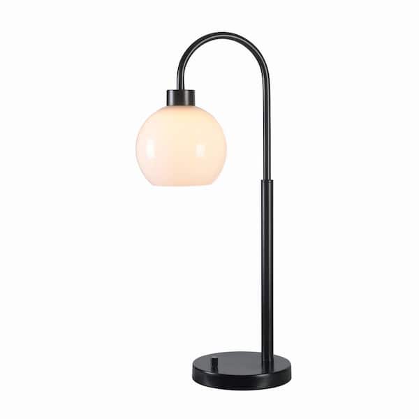 Highstone 27 in. Black Indoor Table Lamp with Opal Globe Shade- 1008393272