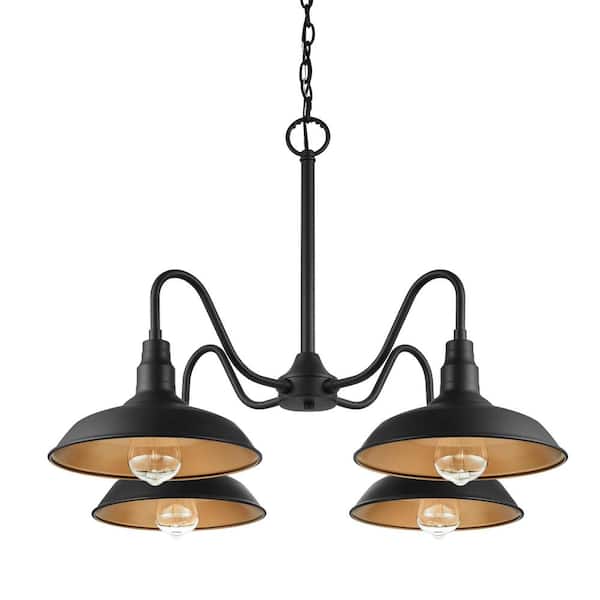 Bell Ridge 10 in. 4-Light Black Outdoor Chandelier - 1008480558