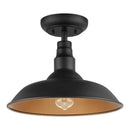 Bell Ridge 14 in. 1-Light Black Semi-Flush Mount - 1008480586