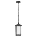 Mauvo Canyon Black Dusk to Dawn Medium LED Outdoor Pendant Light Fixture with Seeded Glass - 1007198178