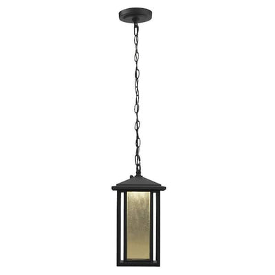 Mauvo Canyon Black Dusk to Dawn Small LED Outdoor Pendant Light Fixture with Seeded Glass - 1007198079