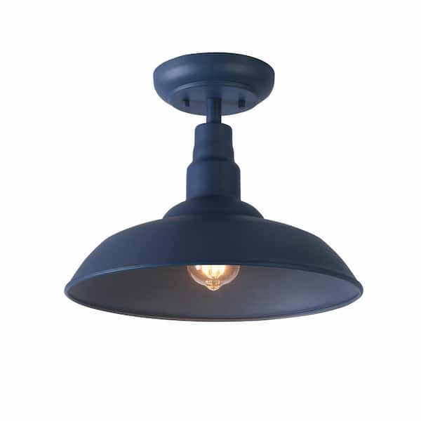 Bell Ridge 14 in. 1-Light Blue Semi-Flush Mount - 1008480566