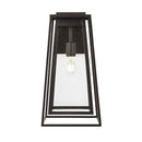 Bailey 18 in. Large Modern 1-Light Bronze Hardwired Double Frame Outdoor Wall Lantern Sconce with Clear Glass - 1007326285
